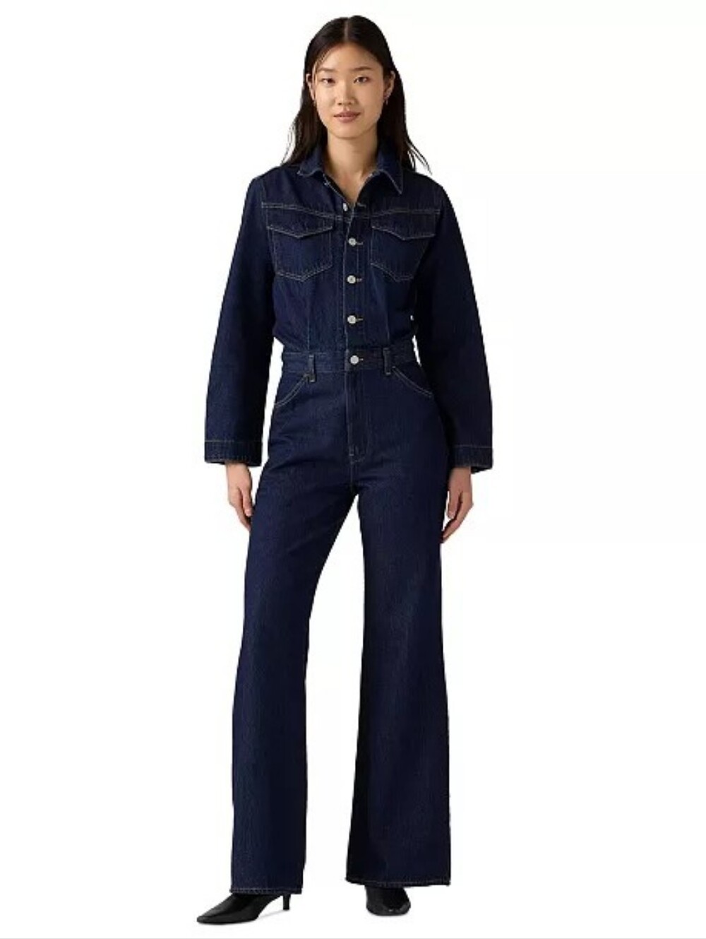 Levi's Women's Western Long Sleeve Jumpsuit Dark Blue Bnwt
